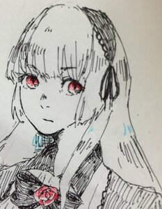 Rating: Safe Score: 0 Tags: 1girl altera_(fate) auto_tagged bangs closed_mouth eyebrows_visible_through_hair flower image looking_at_viewer monochrome red_eyes red_flower red_rose rose simple_background solo spot_color suigintou traditional_media veil User: admin