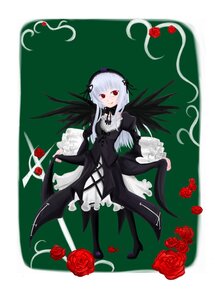 Rating: Safe Score: 0 Tags: 1girl black_dress dress flower frills full_body hairband image long_hair long_sleeves looking_at_viewer red_eyes red_flower red_rose rose silver_hair solo suigintou wings User: admin