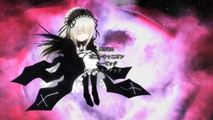 Rating: Safe Score: 0 Tags: 1girl black_ribbon black_wings boots dress flower frills hairband image lolita_hairband long_hair long_sleeves ribbon rose silver_hair solo suigintou weapon wings User: admin