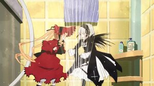 Rating: Safe Score: 0 Tags: 2girls cross curtains dress image long_hair multiple_girls pair shinku standing suigintou torn_clothes very_long_hair white_hair window User: admin