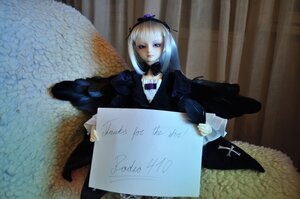 Rating: Safe Score: 0 Tags: 1girl bangs doll dress frills long_hair long_sleeves sitting solo suigintou wings User: admin