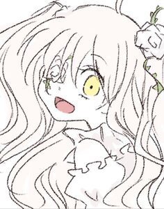 Rating: Safe Score: 0 Tags: 1girl :d ahoge bangs blush eyebrows_visible_through_hair hair_between_eyes image kirakishou leaf long_hair open_mouth smile solo very_long_hair white_background User: admin