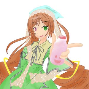 Rating: Safe Score: 0 Tags: 1girl brown_hair dress green_dress green_eyes head_scarf heterochromia holding image long_hair long_sleeves open_mouth ribbon solo suiseiseki twintails very_long_hair User: admin