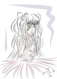 Rating: Safe Score: 0 Tags: 1girl dress flower hair_flower hair_ornament image kirakishou long_hair looking_at_viewer monochrome solo spot_color striped yellow_eyes User: admin