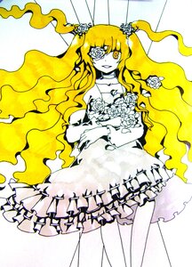 Rating: Safe Score: 0 Tags: 1girl blonde_hair choker dress eyelashes eyepatch flower frills hair_ornament image kirakishou long_hair rose solo yellow_eyes User: admin