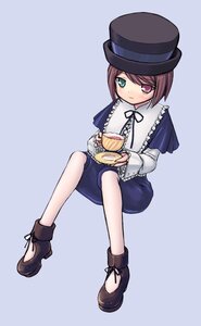 Rating: Safe Score: 0 Tags: 1girl brown_hair cup full_body green_eyes hat heterochromia image long_sleeves looking_at_viewer red_eyes short_hair sitting solo souseiseki striped striped_background teacup top_hat User: admin