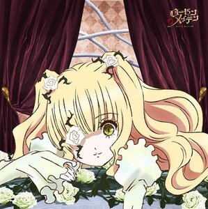 Rating: Safe Score: 0 Tags: 1girl blonde_hair curtains dress eyepatch flower green_eyes hair_ornament image kirakishou long_hair rose smile solo twintails white_flower white_rose window User: admin