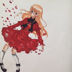 Rating: Safe Score: 0 Tags: 1girl blonde_hair blush dress full_body image kneehighs long_hair long_sleeves mary_janes petals red_dress rose_petals shinku shoes solo standing tears torn_clothes torn_dress wavy_hair white_legwear User: admin