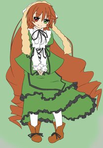 Rating: Safe Score: 0 Tags: 1girl brown_hair dress frills full_body green_dress green_eyes heterochromia image long_hair long_sleeves looking_at_viewer pantyhose red_eyes ribbon simple_background smile solo standing suiseiseki very_long_hair white_legwear User: admin