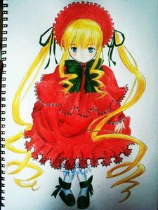 Rating: Safe Score: 0 Tags: 1girl black_footwear blonde_hair blue_eyes bonnet bow bowtie dress drill_hair full_body green_bow green_neckwear image long_hair long_sleeves looking_at_viewer red_capelet red_dress shinku shoes sitting solo standing traditional_media twin_drills twintails very_long_hair white_legwear User: admin