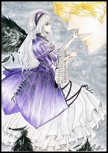 Rating: Safe Score: 0 Tags: blonde_hair dress frilled_dress frills hairband image jewelry letterboxed long_hair profile solo suigintou traditional_media yakumo_yukari User: admin