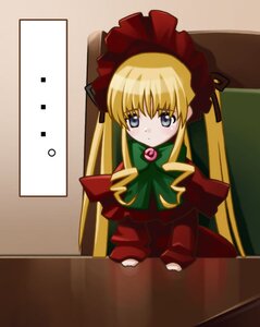 Rating: Safe Score: 0 Tags: 1girl blonde_hair blue_eyes bonnet bow bowtie capelet dress green_bow image long_hair long_sleeves looking_at_viewer red_dress rose shinku sidelocks sitting solo standing twintails User: admin