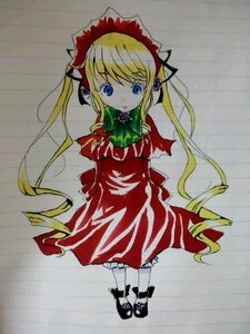 Rating: Safe Score: 0 Tags: 1girl auto_tagged black_footwear blonde_hair blue_eyes bonnet bow bowtie dress full_body green_bow image long_hair long_sleeves looking_at_viewer photo red_dress shinku shoes simple_background solo standing twintails User: admin