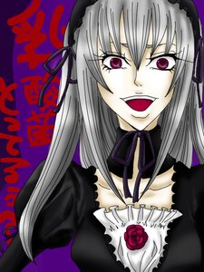 Rating: Safe Score: 0 Tags: 1girl detached_collar dress flower frills hairband image long_sleeves looking_at_viewer open_mouth rose silver_hair simple_background solo suigintou upper_body wings User: admin