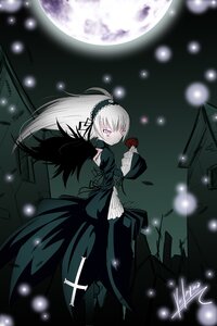 Rating: Safe Score: 0 Tags: 1girl auto_tagged black_wings dress flower frills full_moon hairband holding image lolita_hairband long_hair long_sleeves looking_at_viewer moon night purple_eyes rose silver_hair solo suigintou wings User: admin