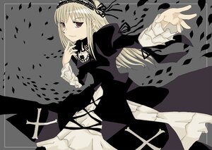 Rating: Safe Score: 0 Tags: 1girl black_dress black_ribbon black_wings blonde_hair dress flower frilled_sleeves frills hairband image juliet_sleeves long_hair long_sleeves looking_at_viewer petals red_eyes ribbon rose smile solo suigintou wings User: admin