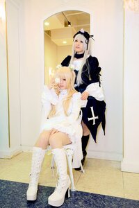 Rating: Safe Score: 0 Tags: 1boy animal_ears blonde_hair boots cat_ears dress hair_ribbon high_heels long_hair multiple_cosplay ribbon sitting tagme white_dress white_footwear white_hair User: admin