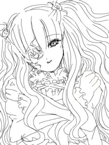 Rating: Safe Score: 0 Tags: 1girl dress frills greyscale image kirakishou lineart long_hair long_sleeves looking_at_viewer monochrome simple_background solo tears upper_body white_background User: admin