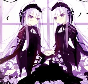 Rating: Safe Score: 0 Tags: 2girls blush dress feathers flower frills gothic_lolita hairband image lolita_fashion lolita_hairband long_hair long_sleeves looking_at_viewer multiple_girls purple_eyes rose silver_hair smile solo suigintou wings User: admin