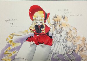 Rating: Safe Score: 0 Tags: 2girls blonde_hair bow closed_eyes dated dress frills hat image kirakishou long_hair long_sleeves multiple_girls pair red_dress shinku traditional_media very_long_hair yellow_eyes User: admin