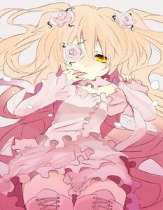 Rating: Safe Score: 0 Tags: 1girl blonde_hair boots dress eyepatch flower hair_flower hair_ornament image kirakishou long_hair lying pink_flower pink_rose rose solo thigh_boots thighhighs white_rose yellow_eyes zettai_ryouiki User: admin