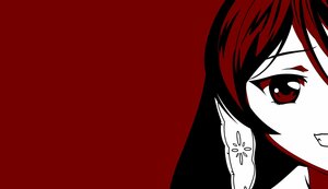 Rating: Safe Score: 0 Tags: 1girl eyelashes image lipstick looking_at_viewer makeup monochrome portrait red_background red_eyes red_theme simple_background solo suiseiseki User: admin