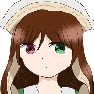 Rating: Safe Score: 0 Tags: 1girl bangs brown_hair closed_mouth eyebrows_visible_through_hair green_eyes hat head_scarf image long_hair looking_at_viewer portrait simple_background solo suiseiseki white_background User: admin