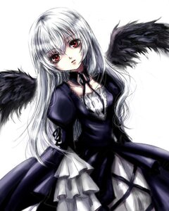 Rating: Safe Score: 0 Tags: 1girl black_wings dress feathered_wings frills image juliet_sleeves long_hair long_sleeves looking_at_viewer puffy_sleeves red_eyes silver_hair simple_background solo suigintou white_background wings User: admin