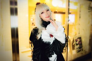 Rating: Safe Score: 0 Tags: 1girl blurry blurry_background depth_of_field indoors lips long_hair long_sleeves looking_at_viewer photo smile solo suigintou white_hair User: admin