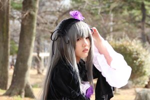 Rating: Safe Score: 0 Tags: 1girl bangs black_ribbon blurry blurry_background depth_of_field flower hair_ribbon hairband lips long_hair long_sleeves outdoors realistic ribbon solo suigintou upper_body User: admin