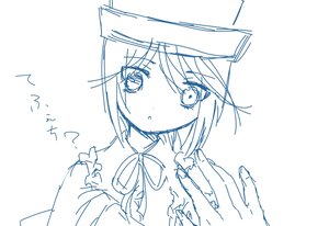 Rating: Safe Score: 0 Tags: 1girl bangs blush dress eyebrows_visible_through_hair hat image looking_at_viewer monochrome ribbon simple_background sketch solo souseiseki white_background User: admin