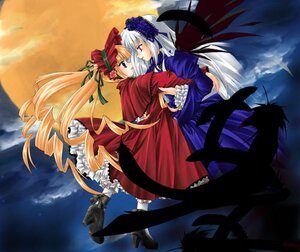 Rating: Safe Score: 0 Tags: 2girls arm_grab artist_request black_wings blonde_hair blue_eyes bonnet capelet cloud dress drill_hair eye_contact feathers floating flower flying frills full_moon image long_hair long_sleeves looking_at_another lowres moon multiple_girls night outdoors pair puffy_sleeves red_dress rose rozen_maiden shinku shoes silver_hair sky suigintou very_long_hair wings yuri User: admin