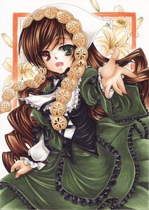 Rating: Safe Score: 0 Tags: 1girl :d brown_hair dress drill_hair frills green_dress green_eyes head_scarf heterochromia image long_hair long_sleeves looking_at_viewer open_mouth red_eyes smile solo suiseiseki twin_drills very_long_hair User: admin