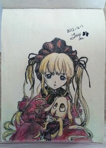 Rating: Safe Score: 0 Tags: 1girl blonde_hair blue_eyes dated dress image long_hair long_sleeves looking_at_viewer photo shinku simple_background solo traditional_media twintails User: admin