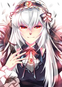 Rating: Safe Score: 0 Tags: 1girl bangs black_dress black_ribbon closed_mouth dress eyebrows_visible_through_hair flower frills hair_between_eyes hairband image long_hair long_sleeves looking_at_viewer red_eyes red_ribbon ribbon rose silver_hair smile solo suigintou upper_body User: admin