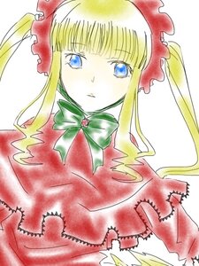 Rating: Safe Score: 0 Tags: 1girl blonde_hair blue_eyes bonnet bow bowtie dress green_bow image long_hair long_sleeves looking_at_viewer red_dress shinku sidelocks simple_background solo twintails upper_body white_background User: admin