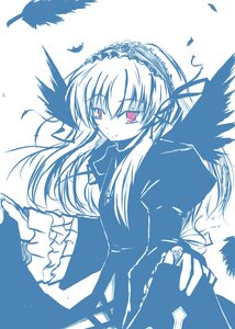 Rating: Safe Score: 0 Tags: 1girl bird black_feathers black_wings dress feathered_wings feathers flower frilled_sleeves frills hairband image long_hair long_sleeves looking_at_viewer monochrome ribbon rose solo suigintou wide_sleeves wings User: admin