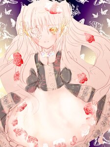 Rating: Safe Score: 0 Tags: 1girl bug butterfly flower hair_ornament image insect kirakishou long_hair smile solo tattoo veil yellow_eyes User: admin