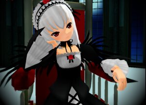 Rating: Safe Score: 0 Tags: 1girl black_dress detached_collar dress flower frills hairband image jewelry long_hair long_sleeves red_eyes rose silver_hair sky solo suigintou window User: admin