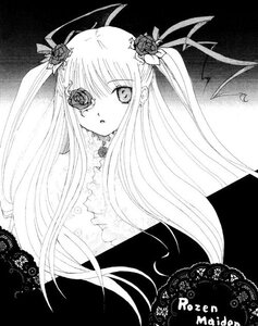 Rating: Safe Score: 0 Tags: 1girl dress flower greyscale hair_flower hair_ornament hair_ribbon image jewelry kirakishou lace long_hair monochrome ribbon rose solo twintails upper_body very_long_hair User: admin