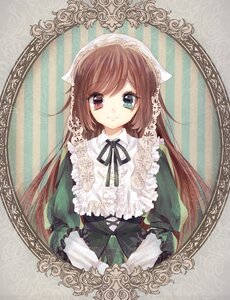 Rating: Safe Score: 0 Tags: 1girl brown_hair dress frills green_dress heterochromia image long_hair long_sleeves looking_at_viewer red_eyes ribbon smile solo suiseiseki upper_body very_long_hair User: admin