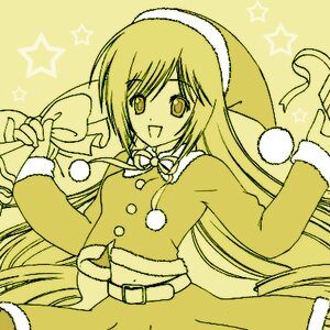Rating: Safe Score: 0 Tags: 1girl belt christmas green_theme hairband hat image long_hair long_sleeves looking_at_viewer monochrome open_mouth ribbon sack santa_costume santa_hat smile solo star_(symbol) star_hair_ornament starry_background suiseiseki very_long_hair yellow_theme User: admin