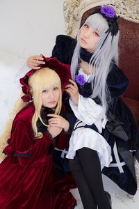 Rating: Safe Score: 0 Tags: 2girls blonde_hair blue_eyes bonnet dress flower lips long_hair multiple_cosplay multiple_girls pantyhose realistic red_dress shinku silver_hair sitting suigintou tagme User: admin