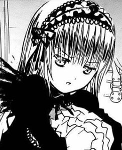 Rating: Safe Score: 0 Tags: 1girl bangs dress frills greyscale hairband image long_sleeves looking_at_viewer monochrome simple_background solo suigintou upper_body User: admin