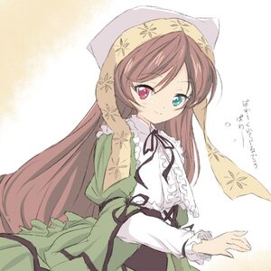 Rating: Safe Score: 0 Tags: 1girl black_ribbon brown_hair dress frills green_dress green_eyes head_scarf heterochromia image long_hair long_sleeves looking_at_viewer red_eyes ribbon solo suiseiseki very_long_hair white_background User: admin