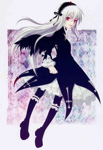 Rating: Safe Score: 0 Tags: 1girl black_dress black_wings boots dress frills full_body hairband image long_hair long_sleeves looking_at_viewer looking_back red_eyes smile solo standing suigintou wings User: admin