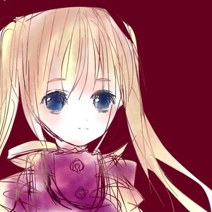 Rating: Safe Score: 0 Tags: 1girl bangs blonde_hair blue_eyes blush closed_mouth dress eyebrows_visible_through_hair image long_hair looking_at_viewer red_background shinku simple_background smile solo upper_body User: admin