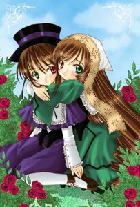 Rating: Safe Score: 0 Tags: 2girls brown_hair dress flower frills green_dress green_eyes hat head_scarf heterochromia image long_hair long_sleeves looking_at_viewer multiple_girls pair pink_flower pink_rose red_eyes red_flower red_rose rose short_hair siblings sisters souseiseki suiseiseki top_hat twins very_long_hair User: admin