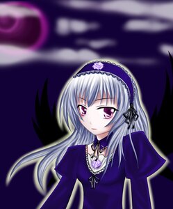 Rating: Safe Score: 0 Tags: 1girl black_ribbon black_wings detached_collar dress flower frills hairband image juliet_sleeves long_hair long_sleeves looking_at_viewer puffy_sleeves ribbon rose silver_hair solo suigintou upper_body wings User: admin