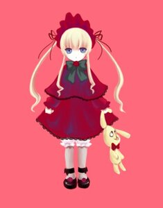 Rating: Safe Score: 0 Tags: 1girl blonde_hair blue_eyes bonnet bow bowtie dress full_body green_bow green_neckwear image long_hair long_sleeves looking_at_viewer red_dress shinku shoes simple_background solo standing twintails white_legwear User: admin